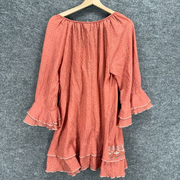 Monoreno Dress Women S Small Pink Geometric Shift Short Round Neck Long Sleeve - Picture 2 of 6